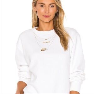 Nike White Gold Chains Embroidered Crewneck